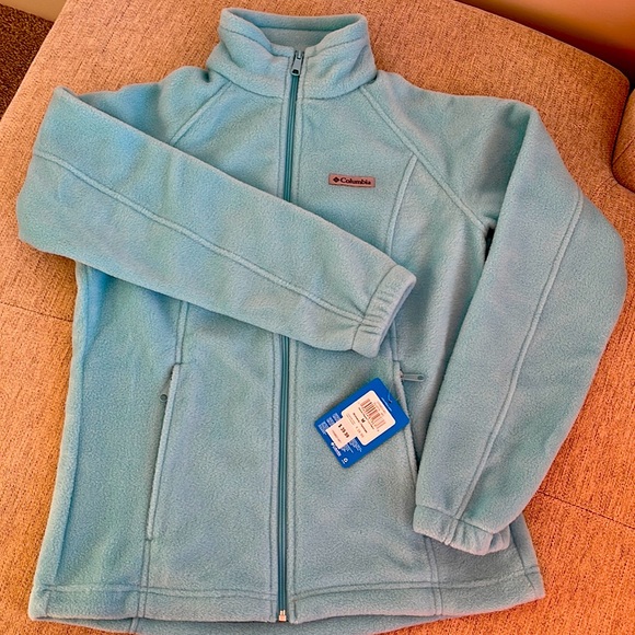 Columbia Jackets & Blazers - Fleece New jacket on lightning by Columbia size M, bright turquoise color.